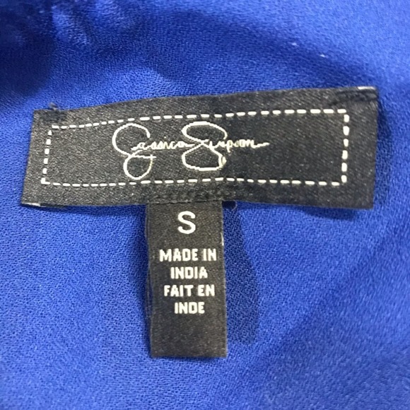 JESSICA SIMPSON Sheer Cobalt Blue & Black Sequin Stripes Mini Dress SZ SM - Picture 6 of 8